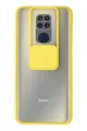 Newface Xiaomi Redmi Note 9 Kılıf Palm Buzlu Kamera Sürgülü Silikon - Sarı
