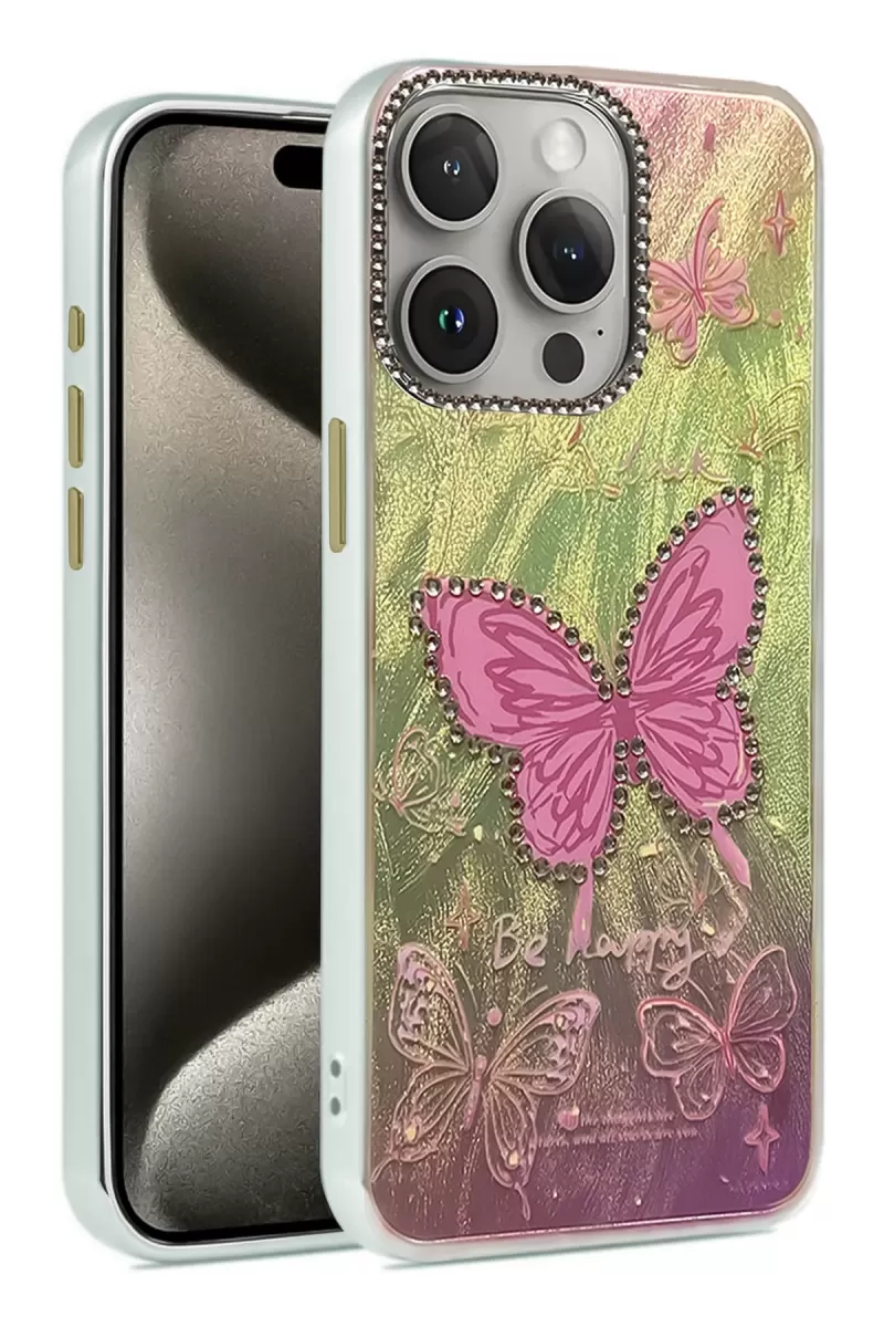 Newface Apple iPhone 14 Pro Kılıf Blade Aynalı Desenli Kapak - Desen 5
