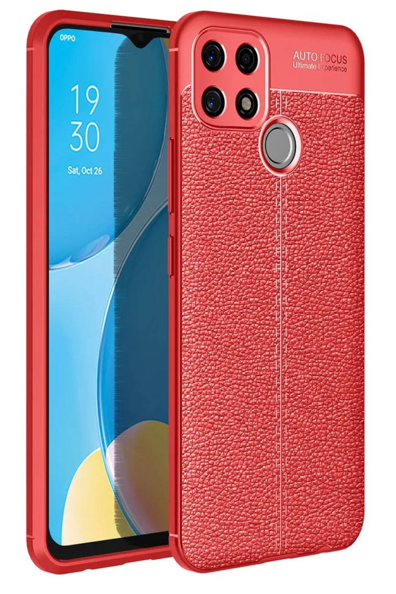 Newface Oppo A15 Kılıf Auto Focus Kapak - Kırmızı
