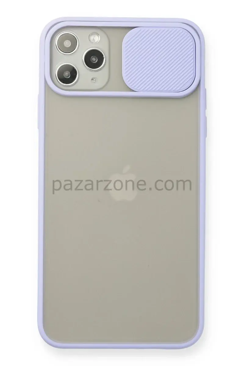 Newface Apple iPhone 11 Pro Max Kılıf Palm Buzlu Kamera Sürgülü Silikon - Lila