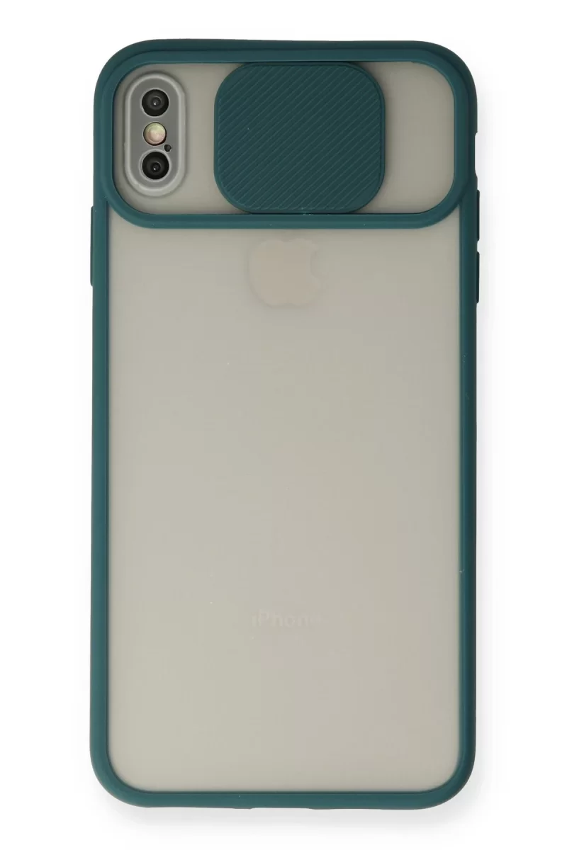 Newface Apple iPhone XS Max Kılıf Palm Buzlu Kamera Sürgülü Silikon - Yeşil