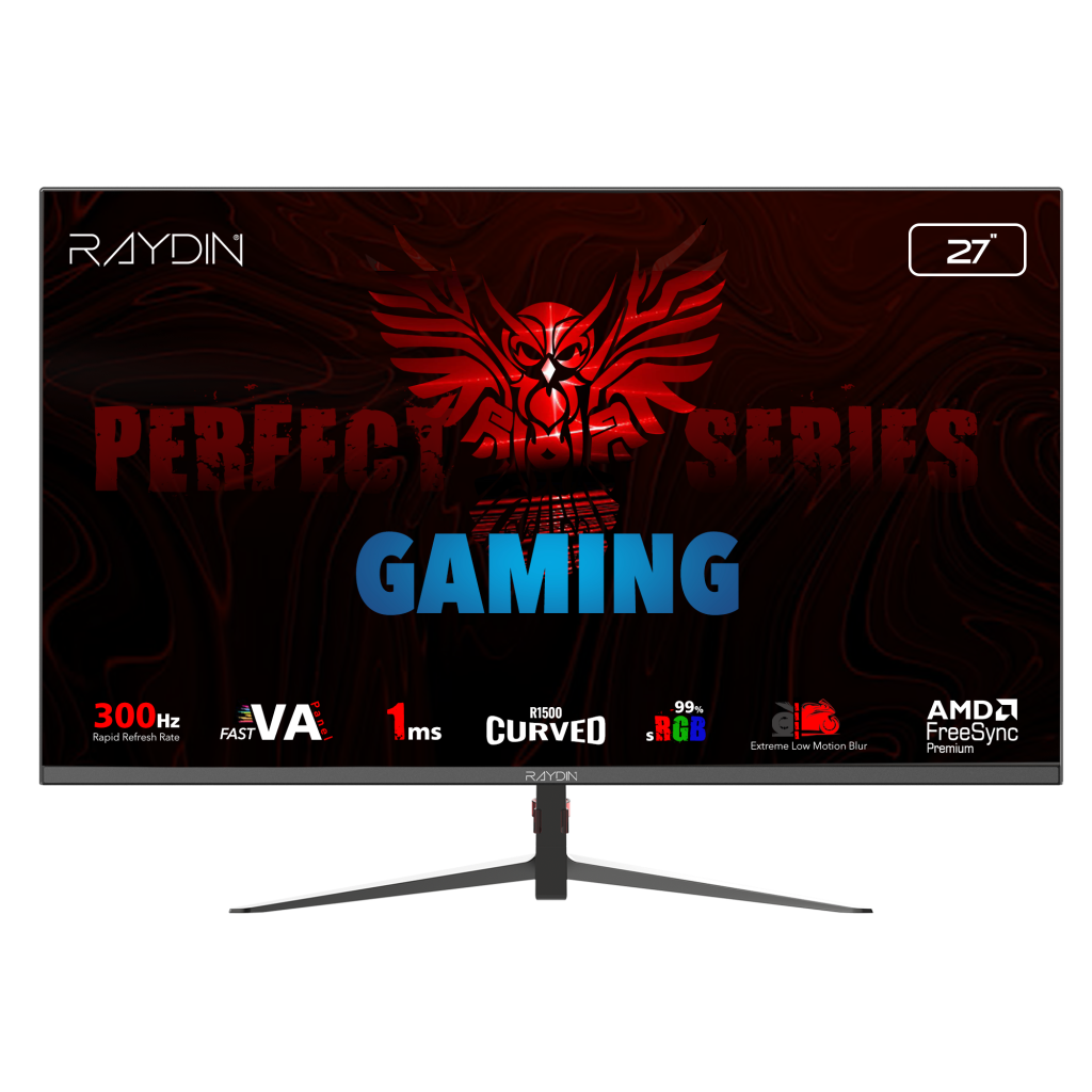 RAYDIN MM27RFA-300HZ, 27", 1ms, 300Hz, Full HD, 2xHDMI, DP, VA LED, R1500 Curved, Frameless, FreeSync Gaming Monitör