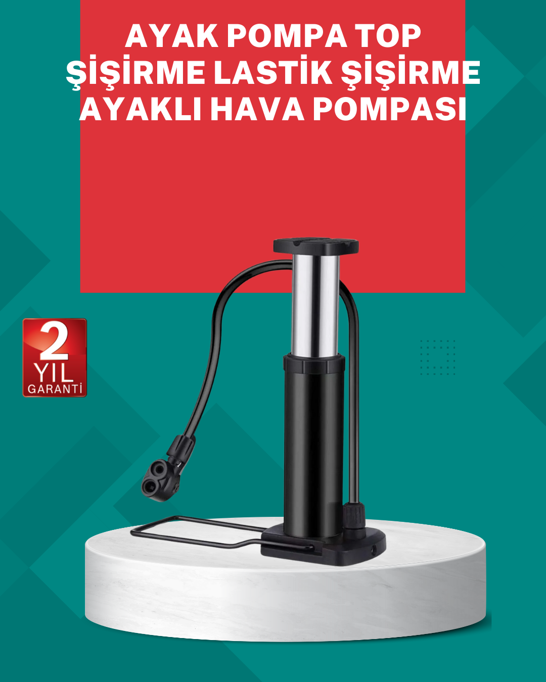 Manuel Ayak Pompası Extra Güçlü Lastik Şişirme Pompası