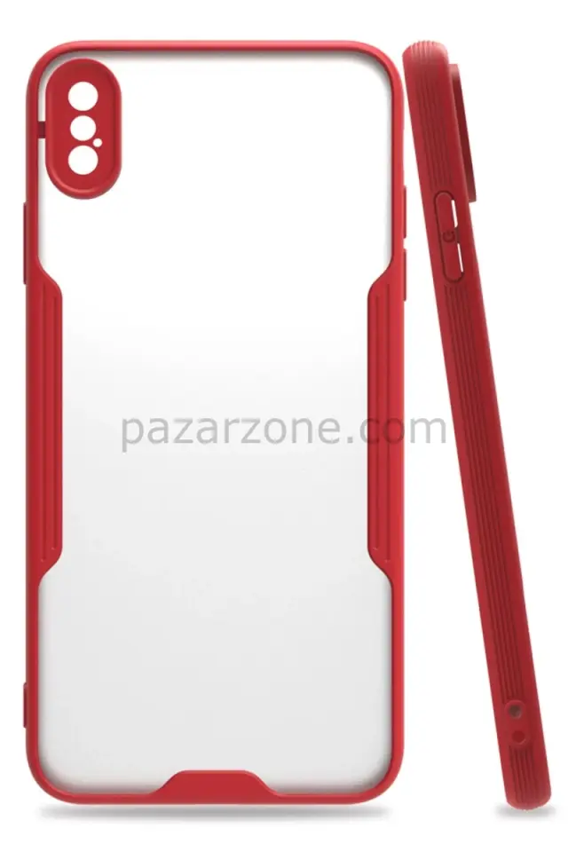 Newface Apple iPhone XS Max Kılıf Platin Silikon - Kırmızı