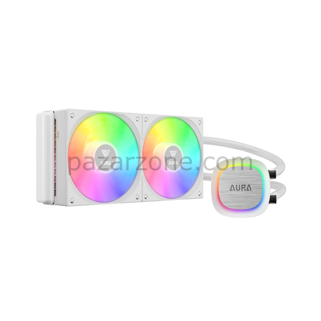 GAMDIAS AURA GL240 V2 WH, White Edition, 240mm,  RGB, 2 Fanlı,CPU Sıvı Soğutma