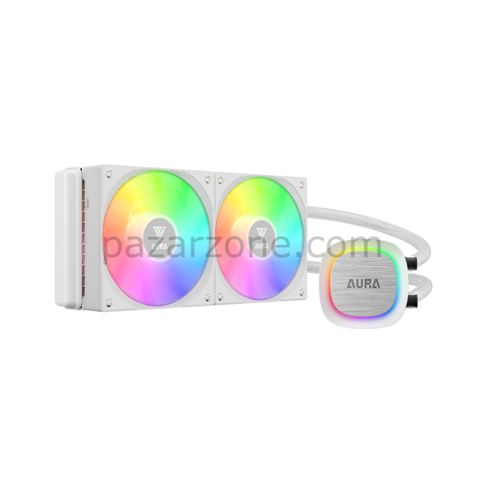 GAMDIAS AURA GL240 V2 WH, White Edition, 240mm,  RGB, 2 Fanlı,CPU Sıvı Soğutma