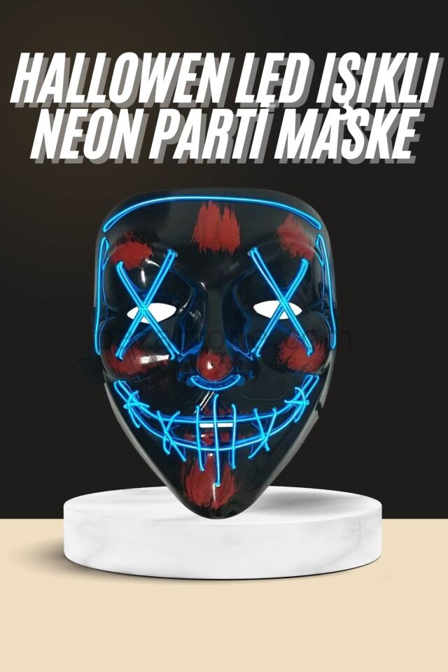 Işıklı Led Maske Parti Eğlence Maskesi Hallowen Neon Maske