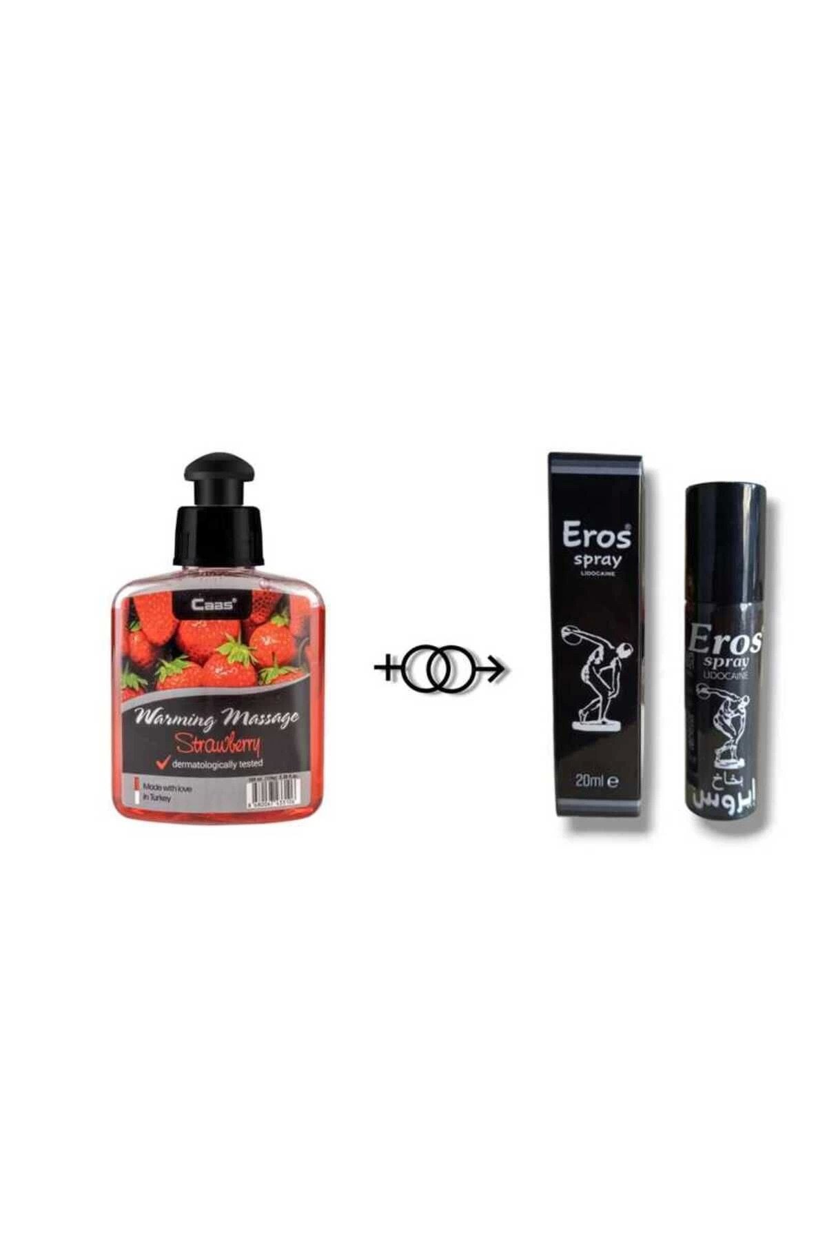Çilek Aromalı Cinsel Masaj Yağı 100 ML + Eros Gecìktìrìcì Dikleştirici Sprey 20 ML