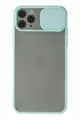Newface Apple iPhone 11 Pro Max Kılıf Palm Buzlu Kamera Sürgülü Silikon - Turkuaz
