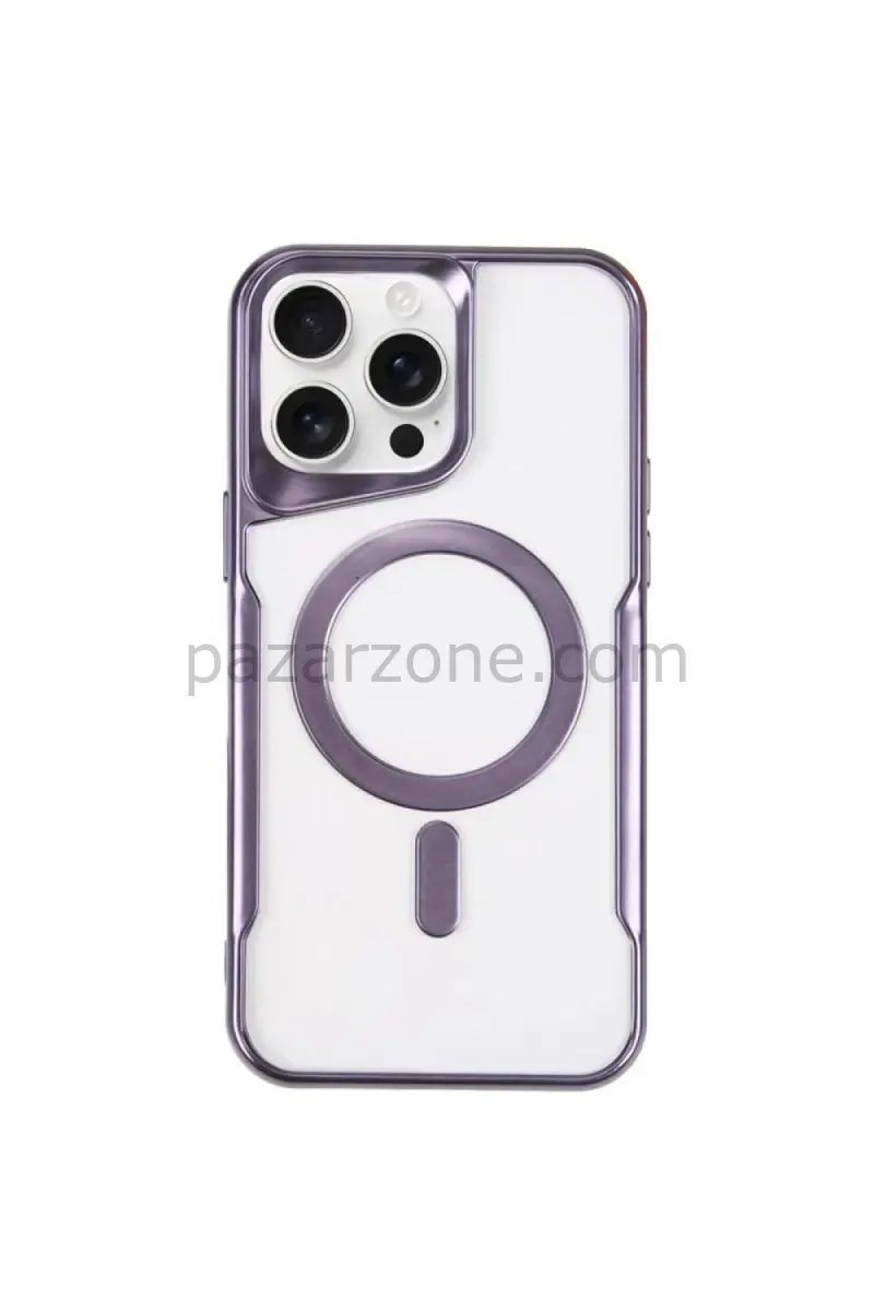 Newface Apple iPhone 14 Pro Kılıf Boyi Magsafe Silikon Kapak - Derin Mor