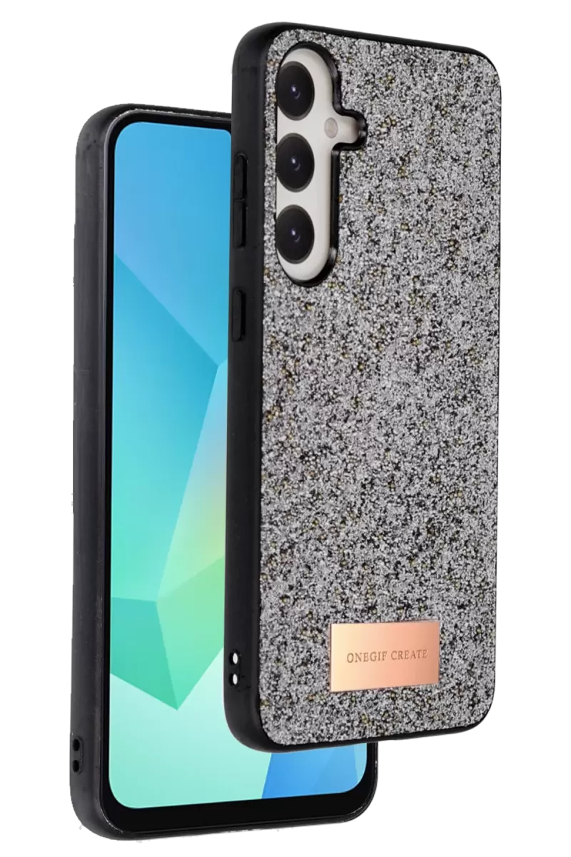 Onegif Samsung Galaxy A56 Bright Simli Kapak - Gümüş