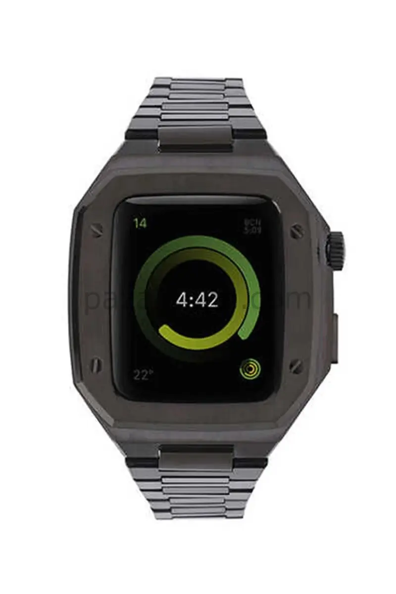 Newface Apple Watch 44mm Metal Petek Kasalı Kordon - Siyah