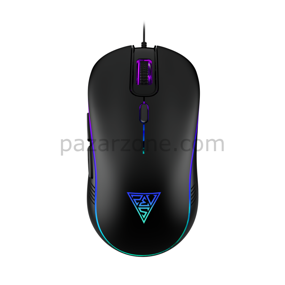GAMDIAS AURA GS3, Çok Renkli Aydınlatma,  USB Kablolu, 6 Programlanabilir Buton, Gaming Mouse, 3.600 DPI, Siyah