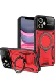 Newface Apple iPhone 11 Kılıf Joy Lens Standlı Kapak - Kırmızı