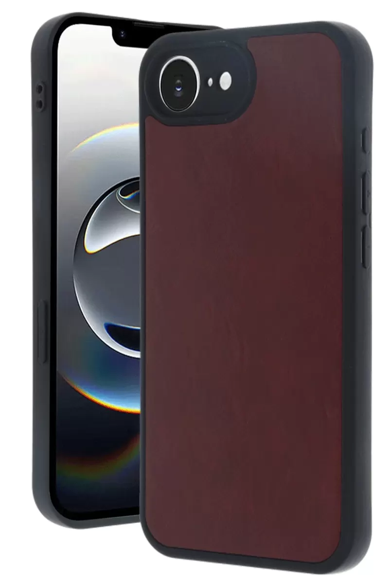 Newface Apple iPhone 16E Kılıf Aras Deri Kapak - Bordo