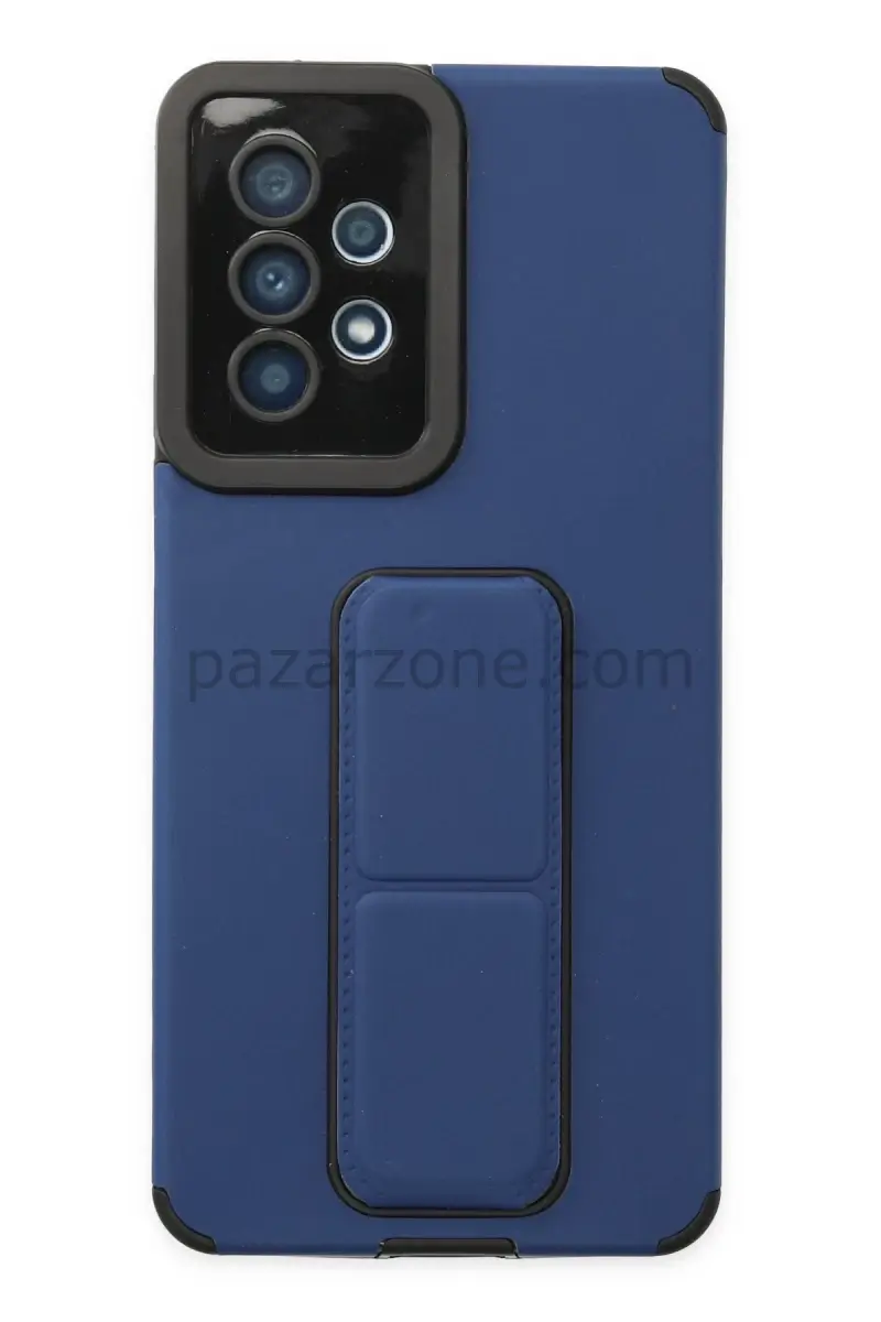 Newface Samsung Galaxy A53 5G Kılıf Mega Standlı Silikon - Mavi