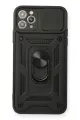 Newface Apple iPhone 11 Pro Max Kılıf Pars Lens Yüzüklü Silikon - Siyah