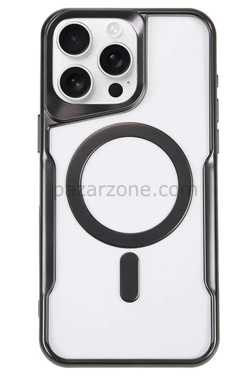 Newface Apple iPhone 14 Pro Kılıf Boyi Magsafe Silikon Kapak - Siyah