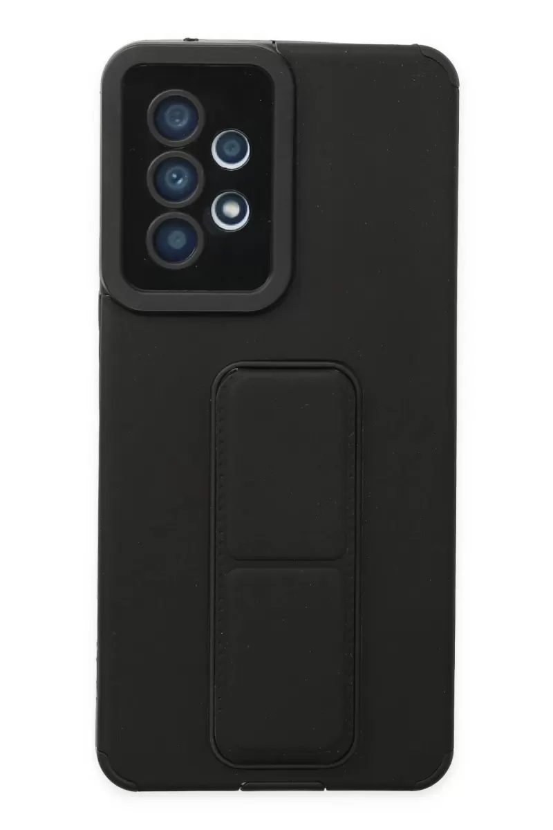 Newface Samsung Galaxy A53 5G Kılıf Mega Standlı Silikon - Siyah