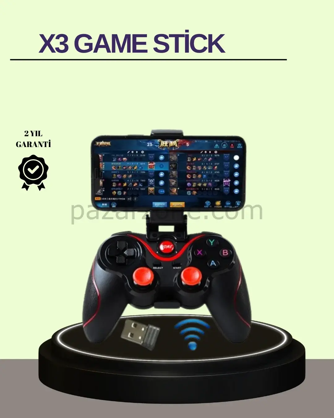 Çift Analog Joystick ve 14 Tuşlu Bluetooth Oyun Kumandası