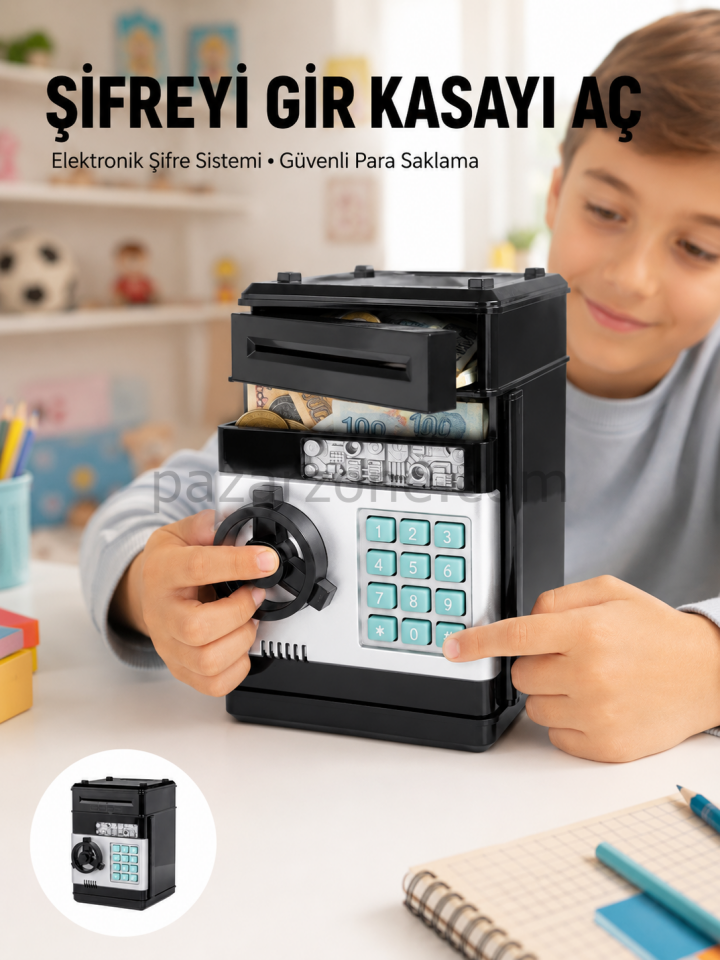 Işıklı Sesli Şifreli ATM Görünümlü Kasa Kumbara