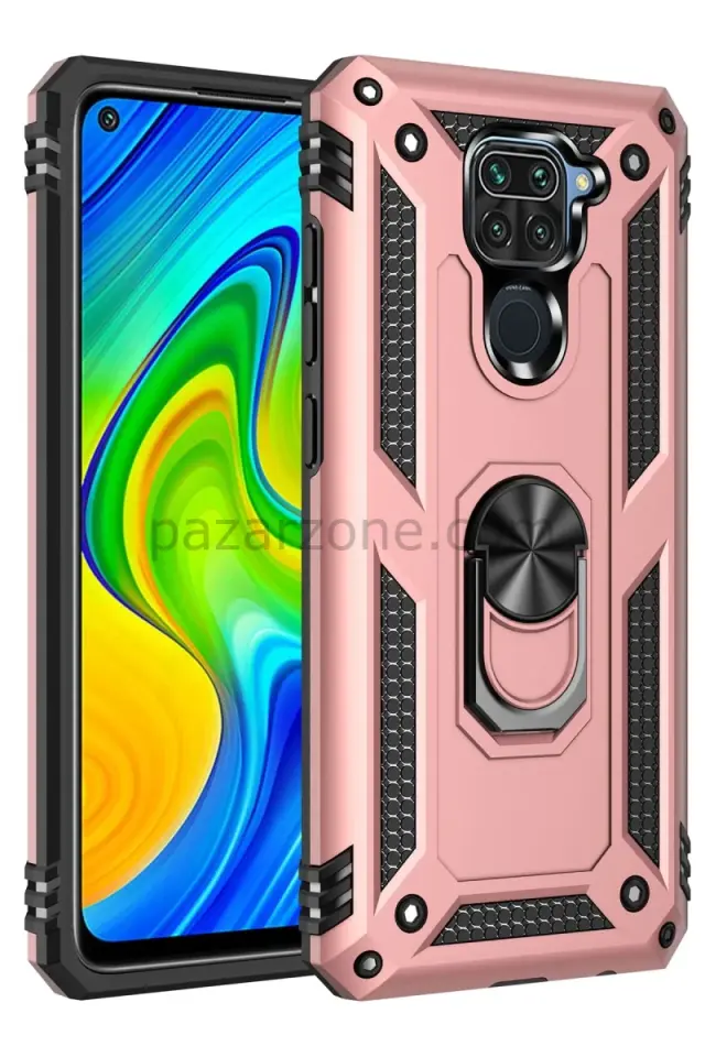Newface Xiaomi Redmi Note 9 Kılıf Sofya Yüzüklü Silikon Kapak - Rose
