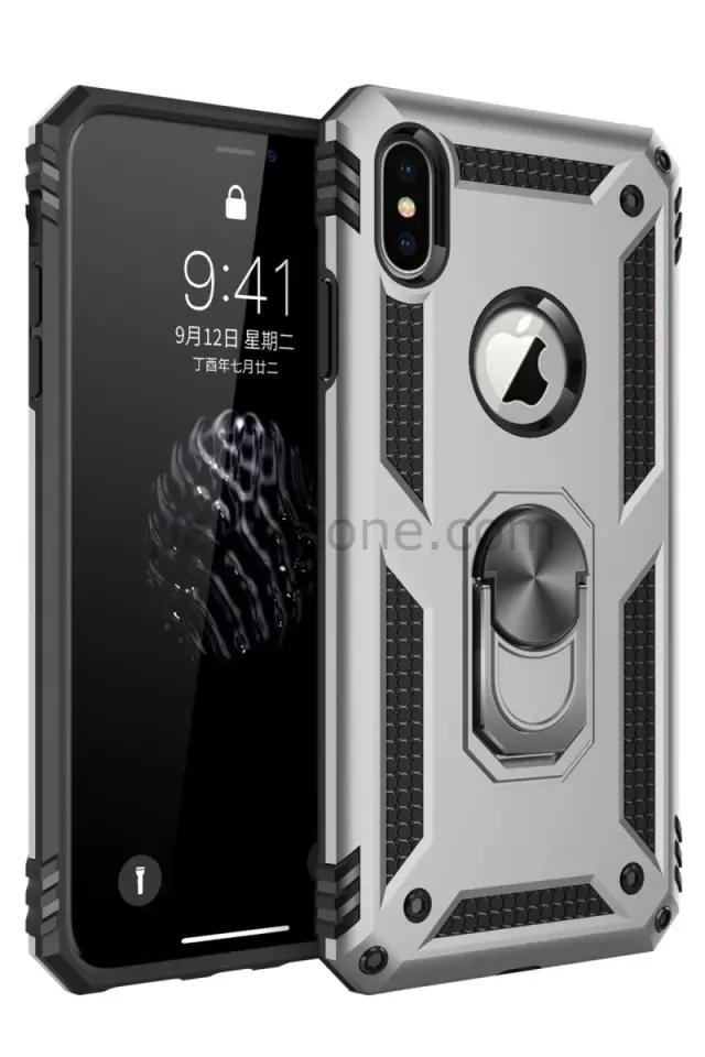 Newface Apple iPhone XS Max Kılıf Sofya Yüzüklü Silikon Kapak - Gümüş