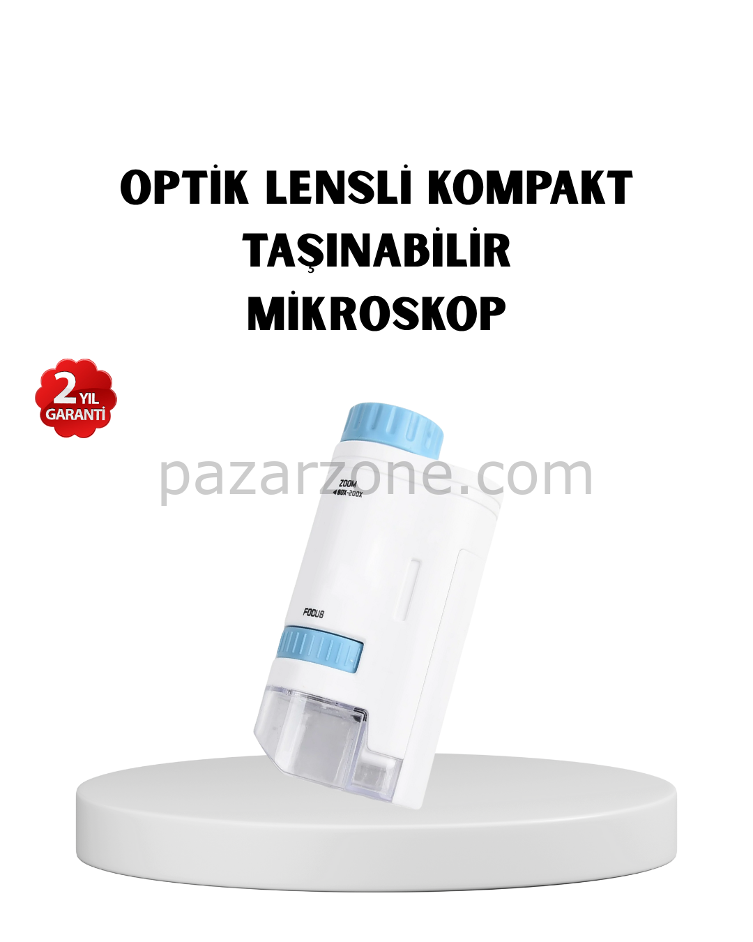 LED Işıklı Mikroskop 80X–200X Zoom Eğitici Bilim Seti ve Taşınabilir