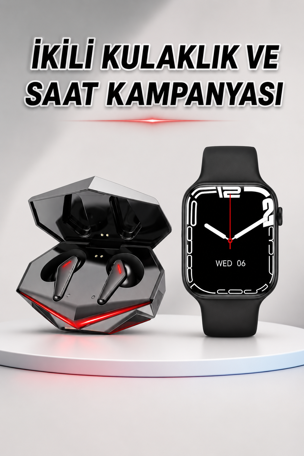 İkili Set Dev Kampanya Ucuz Kulaklık Ucuz Akıllı Saat Gürültü Önleyici Uzun Pil Ömrü