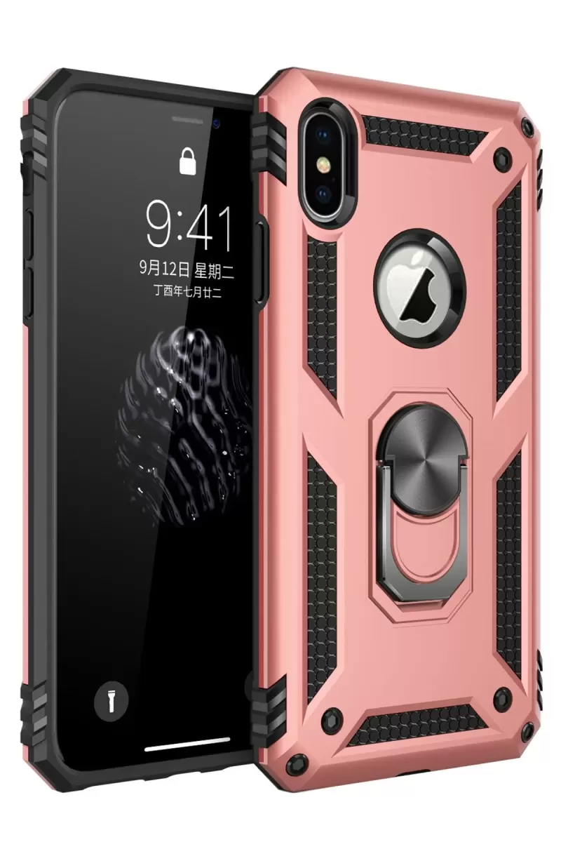 Newface Apple iPhone XS Max Kılıf Sofya Yüzüklü Silikon Kapak - Rose