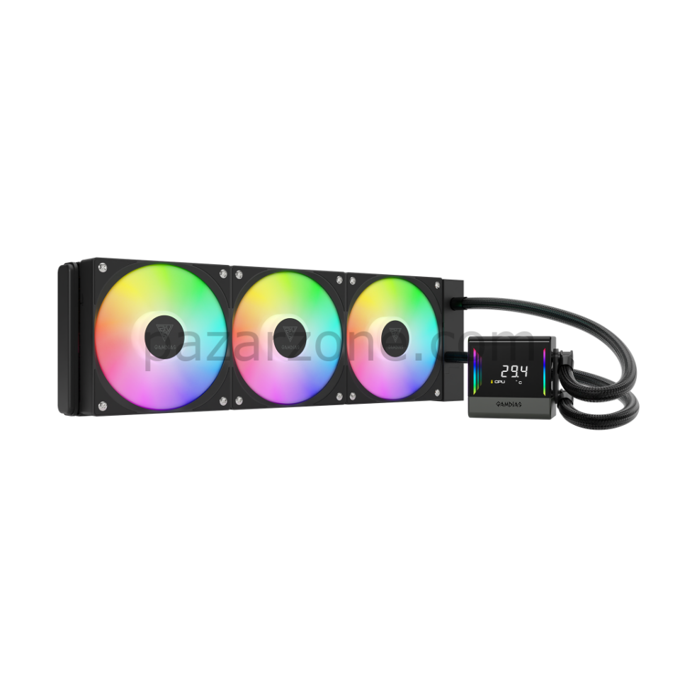 GAMDIAS CHIONE E4-360, 360mm, ARGB, 3 Fanlı, Dijital Ekran, CPU Sıvı Soğutma