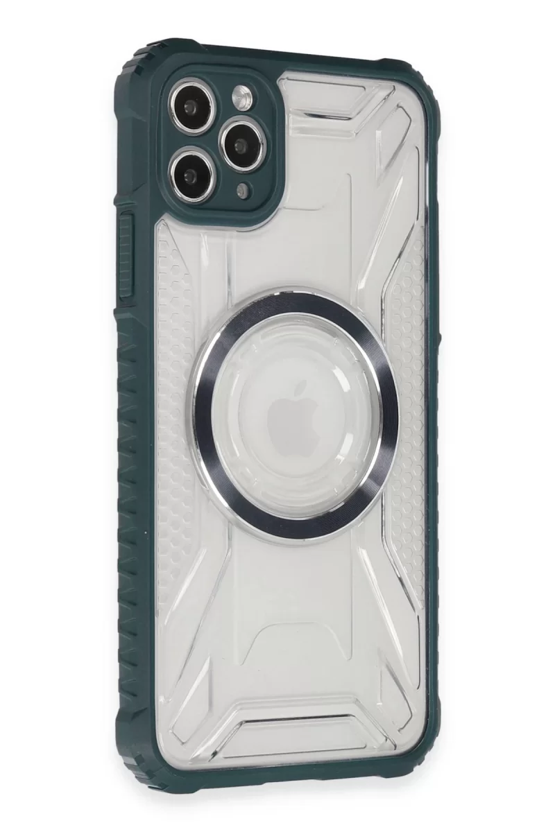 Newface Apple iPhone 11 Pro Max Kılıf Prag Magneticsafe Kapak - Koyu Yeşil