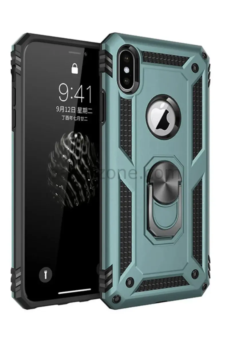 Newface Apple iPhone XS Max Kılıf Sofya Yüzüklü Silikon Kapak - Yeşil