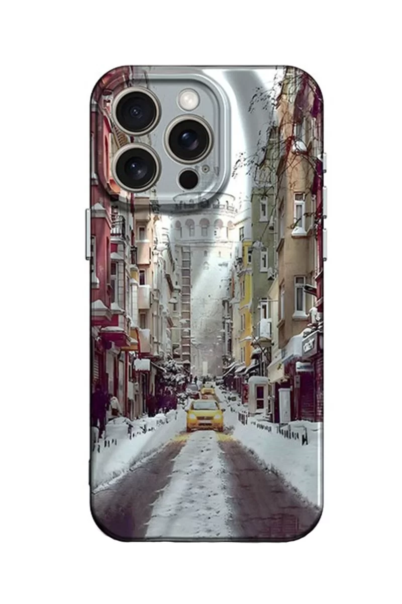 Newface Apple iPhone 14 Pro Kılıf Crew Desenli Kapak - Galata Kulesi