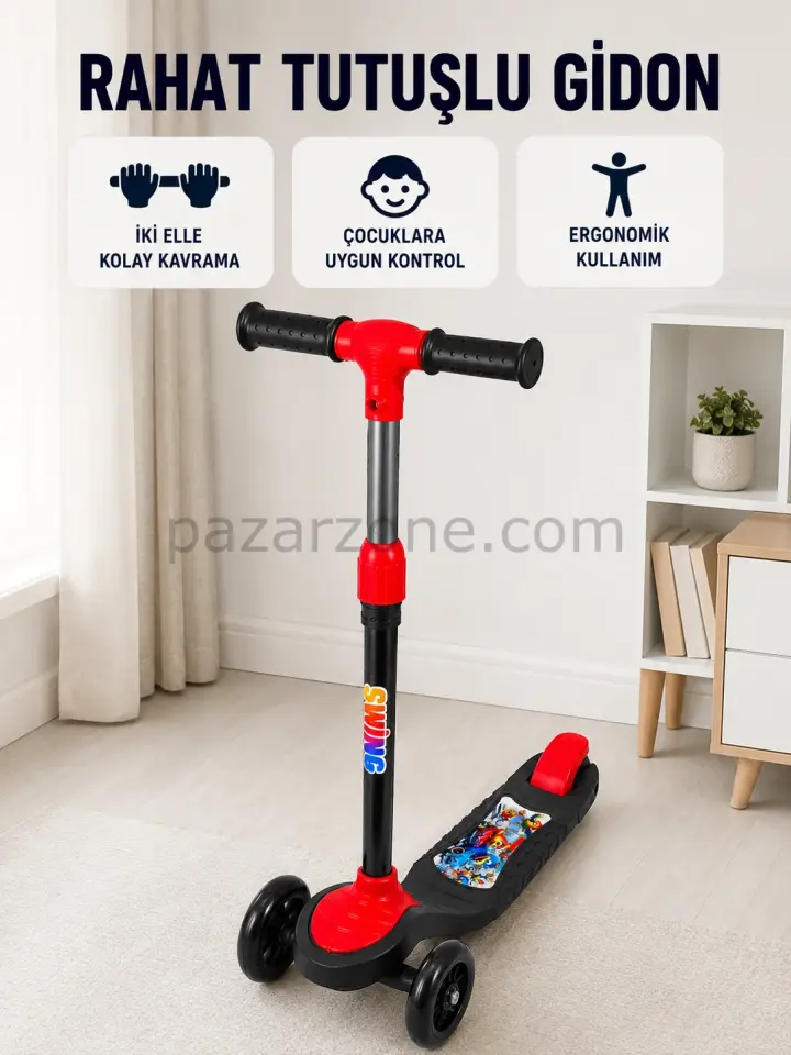 Kız ve Erkek Çocuk Scooterı 3 Tekerlekli Dengeli ve Kolay Kullanımlı Skuter
