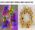 Kalp Püsküllü 3 Modlu LED Işıklı Taç Altın Renk