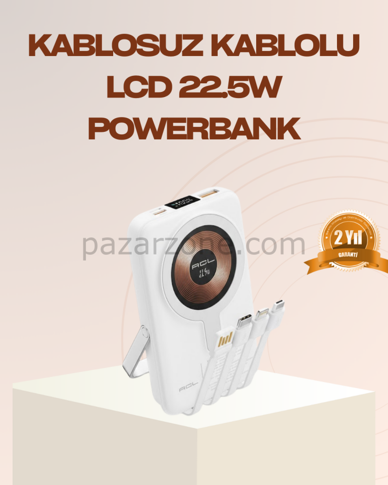 Manyetik Kablosuz Powerbank 22.5W Hızlı Şarj LCD Ekranlı