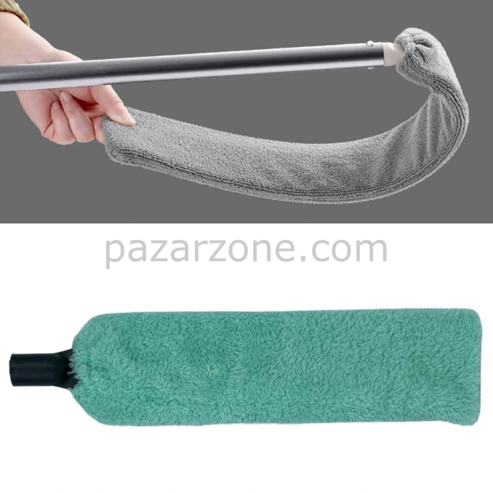 Saplı Mikrofiber Başlıklı Girintili Yüzey Temizleme Mopu Toz Alma Fırçası