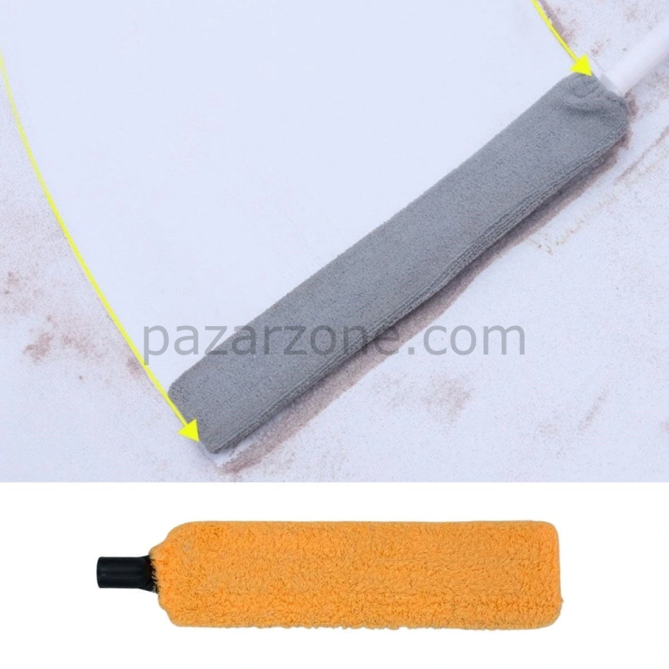 Saplı Mikrofiber Başlıklı Girintili Yüzey Temizleme Mopu Toz Alma Fırçası