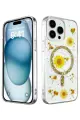 Newface Apple iPhone 14 Pro Kılıf Daisy Simli Magsafe Kapak - Gold