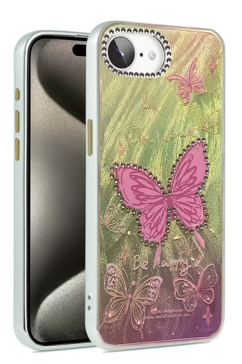 Newface Apple iPhone 16E Kılıf Blade Aynalı Desenli Kapak - Desen 5