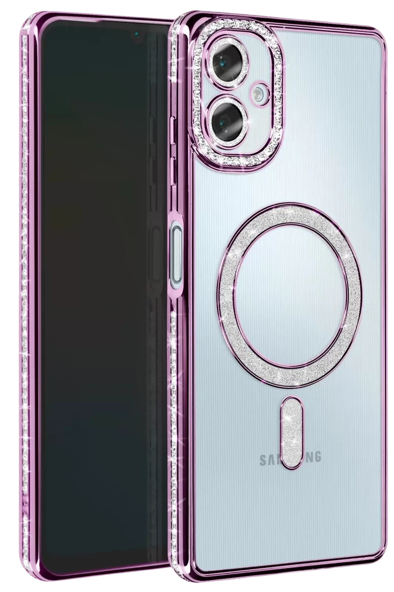 Newface Samsung Galaxy A06 Joke Simli Magneticsafe Kılıf - Derin Mor