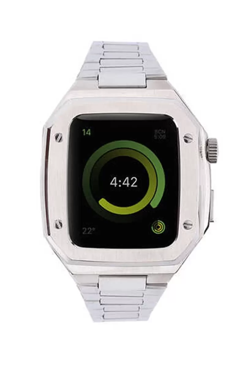 Newface Apple Watch 45mm Metal Petek Kasalı Kordon - Gümüş