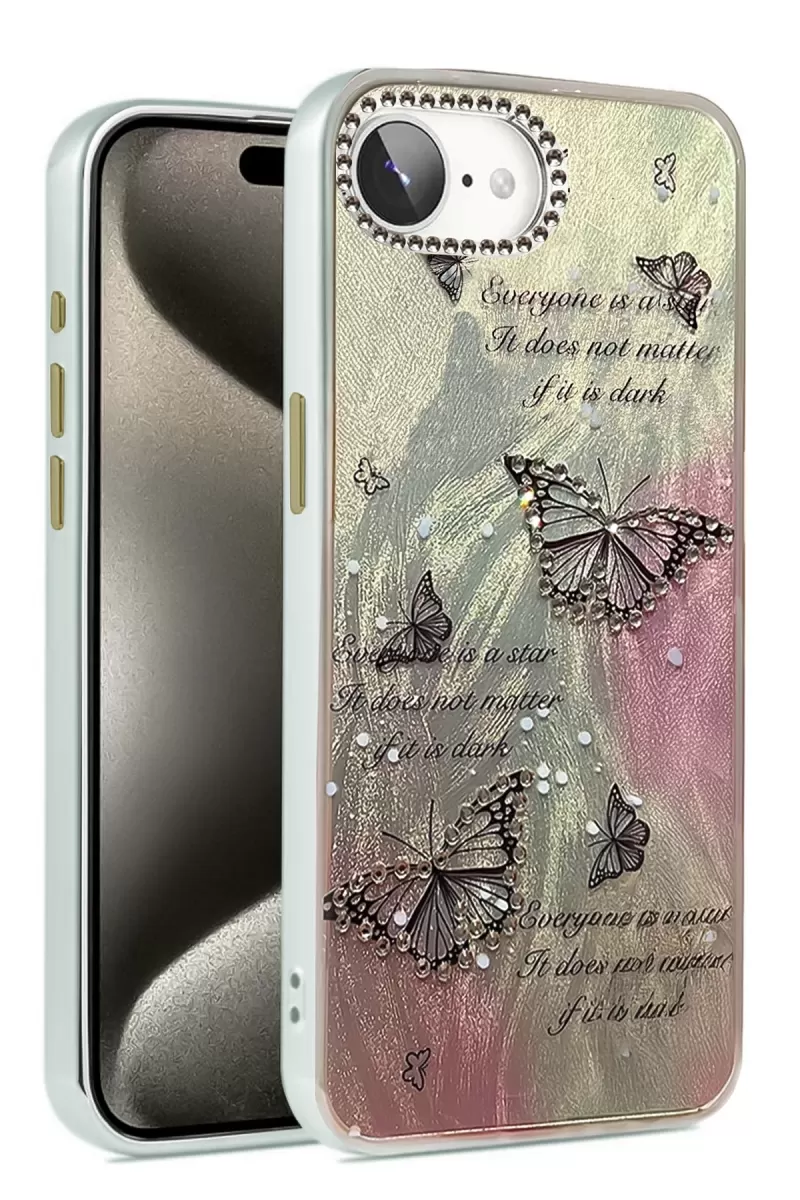 Newface Apple iPhone 16E Kılıf Blade Aynalı Desenli Kapak - Desen 6