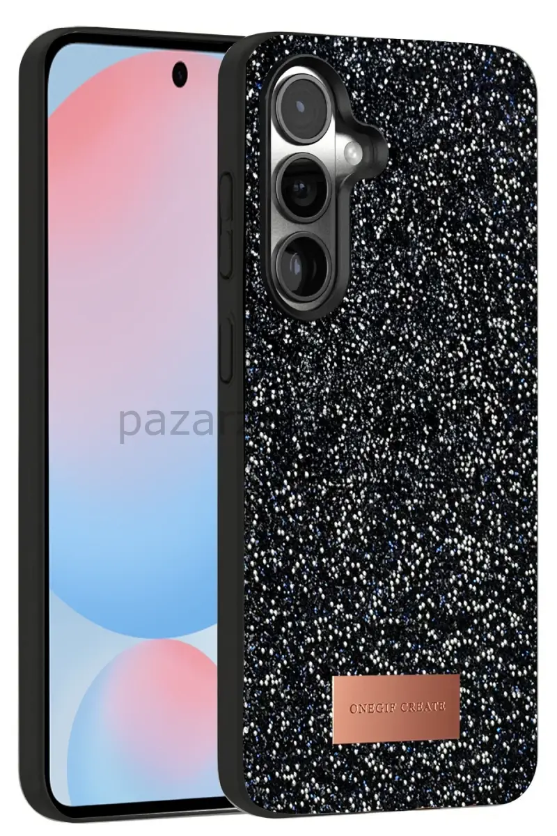 Onegif Samsung Galaxy S24 FE Bright Simli Kapak - Siyah