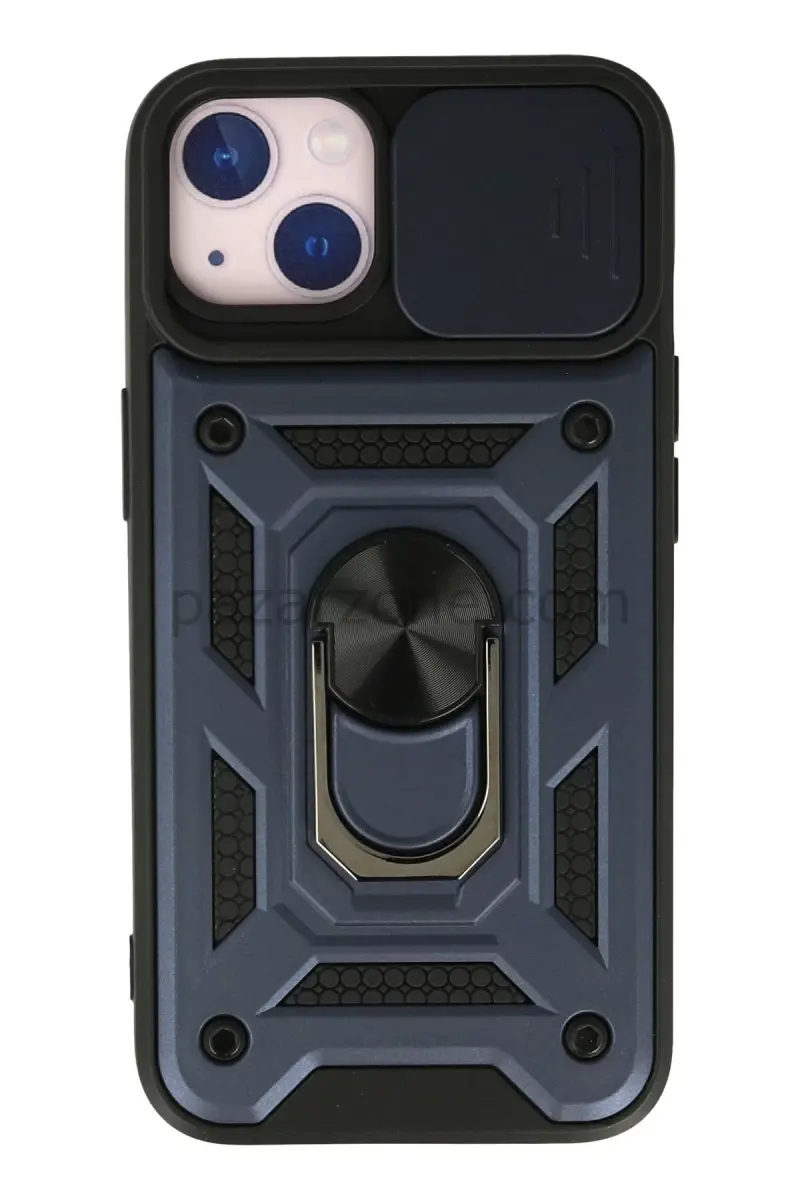 Newface Apple iPhone 13 Kılıf Pars Lens Yüzüklü Silikon - Lacivert