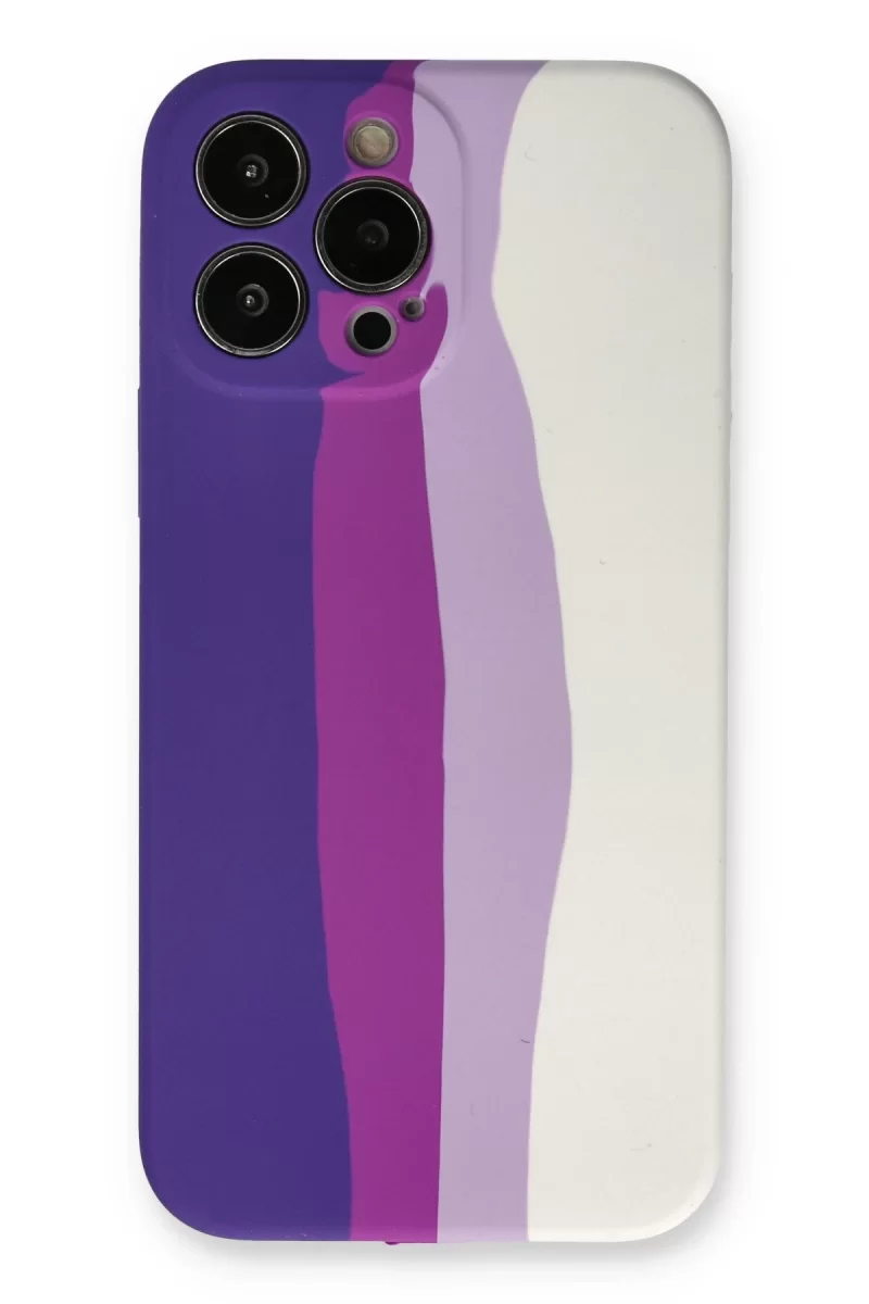 Newface Apple iPhone 13 Pro Kılıf Ebruli Lansman Silikon - Mor-Beyaz
