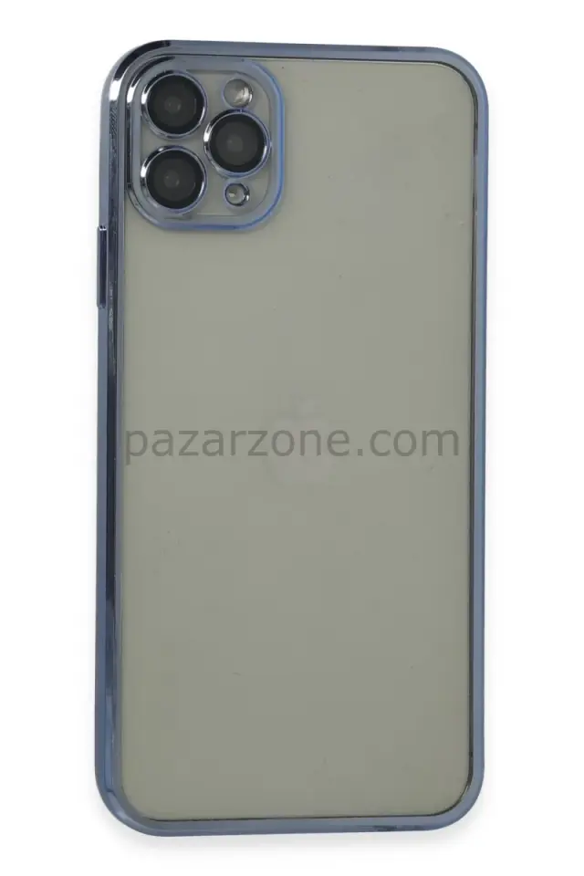 Newface Apple iPhone 11 Pro Max Kılıf Razer Lensli Silikon - Açık Mavi