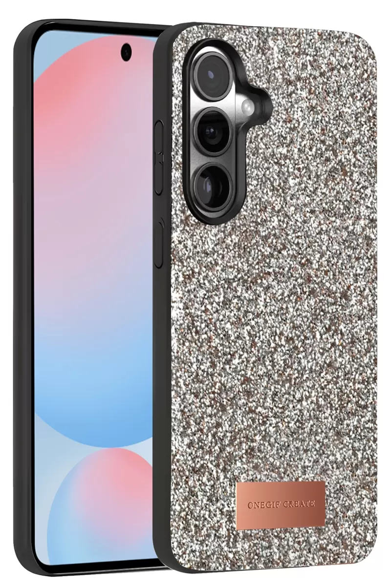 Onegif Samsung Galaxy S24 Plus Bright Simli Kapak - Gümüş