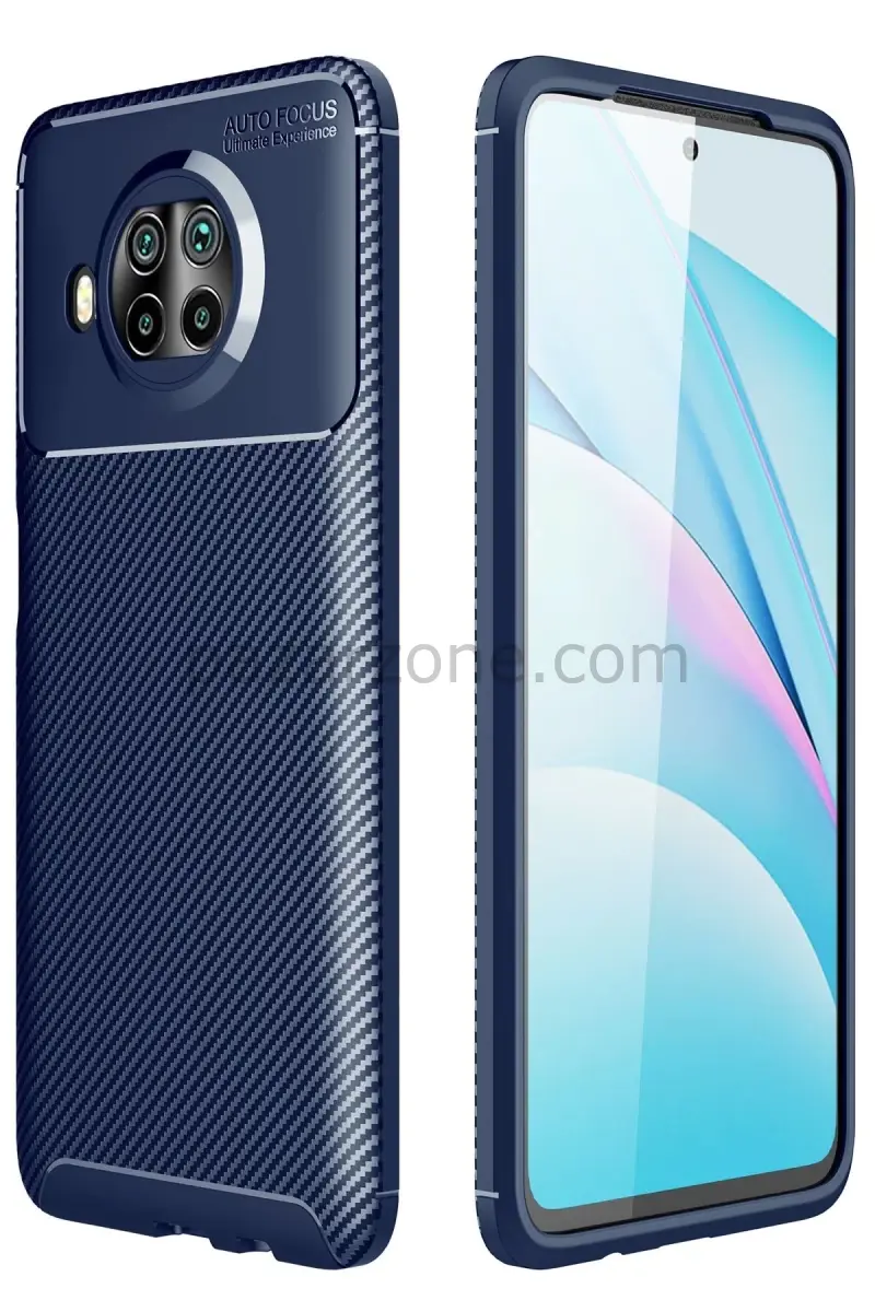 Newface Xiaomi Mi 10T Lite Kılıf Auto Focus Karbon Kapak - Lacivert